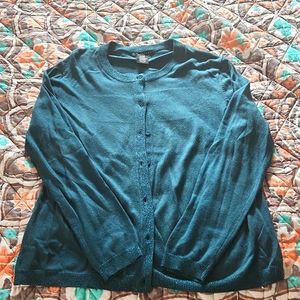 Teal Glitter Hemmed Cardigan